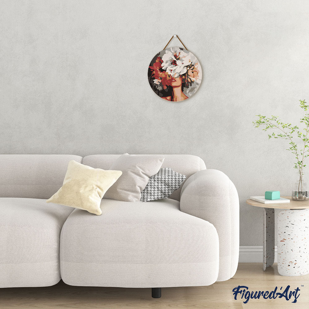 Paint by numbers on Wood Slice - Beauty Behind Flowers