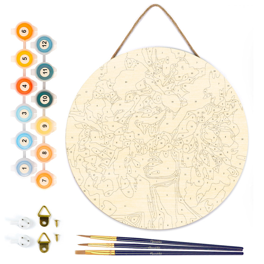 Paint by numbers on Wood Slice - Beauty Behind Flowers