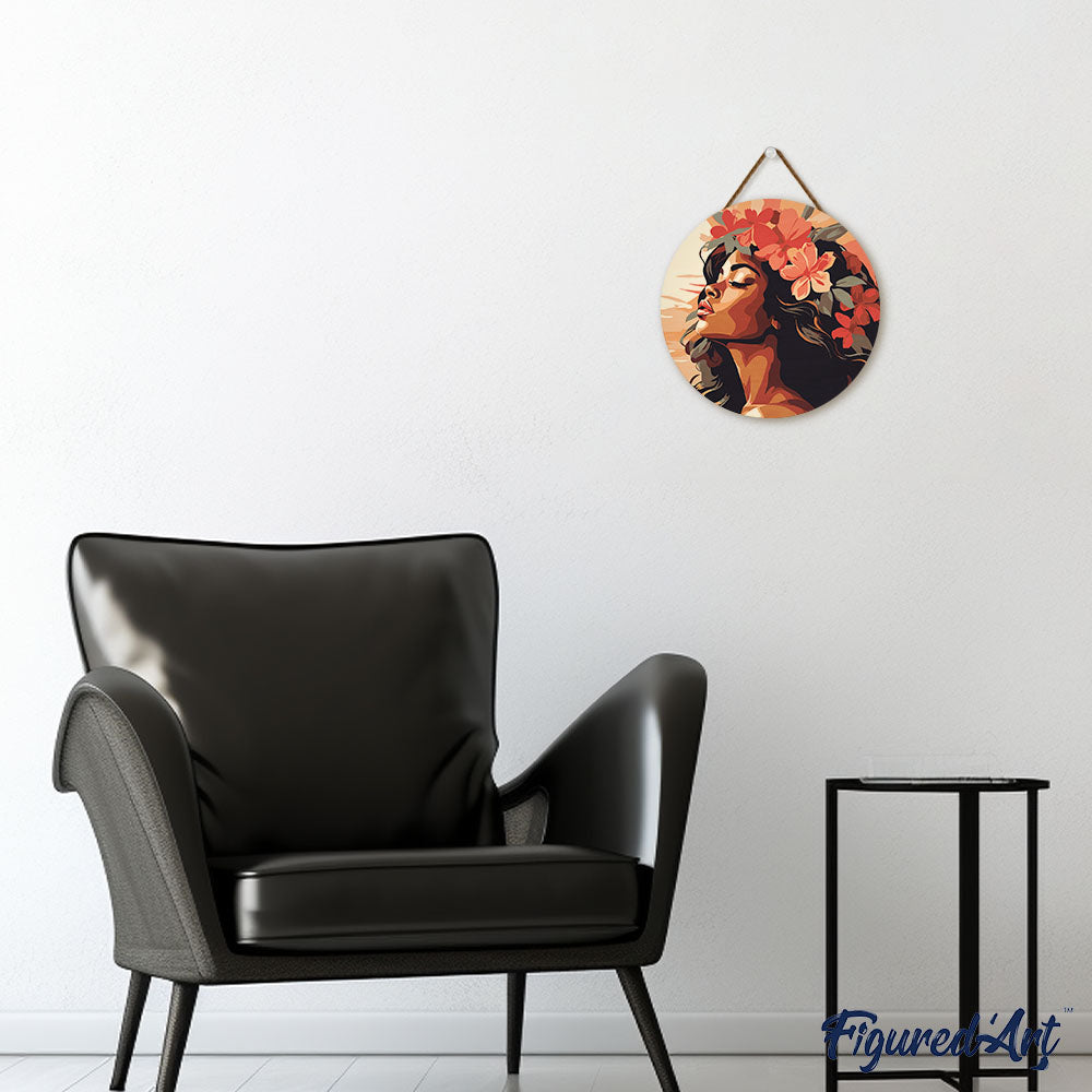 Paint by numbers on Wood Slice - Floral Woman