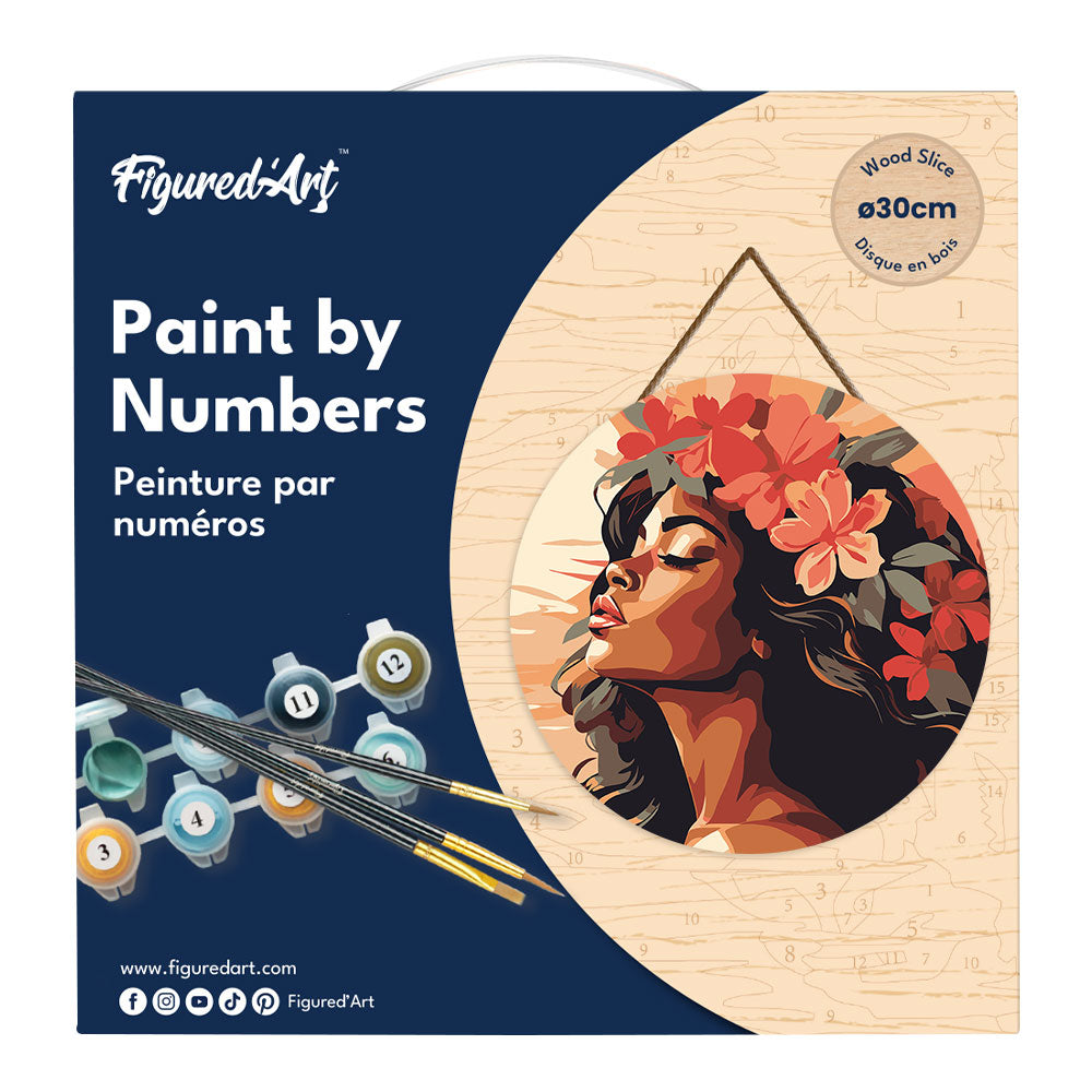 Paint by numbers on Wood Slice - Floral Woman