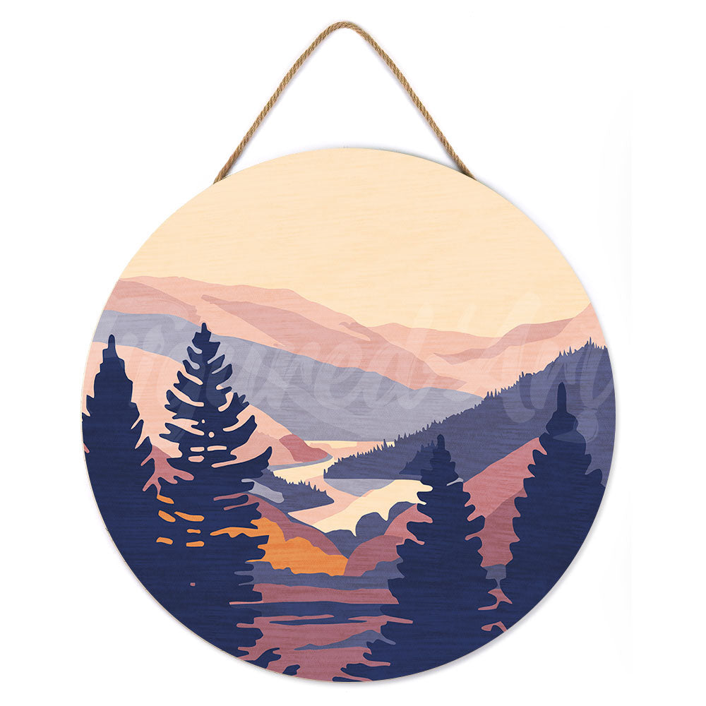 Paint by numbers on Wood Slice - Autumn Valley