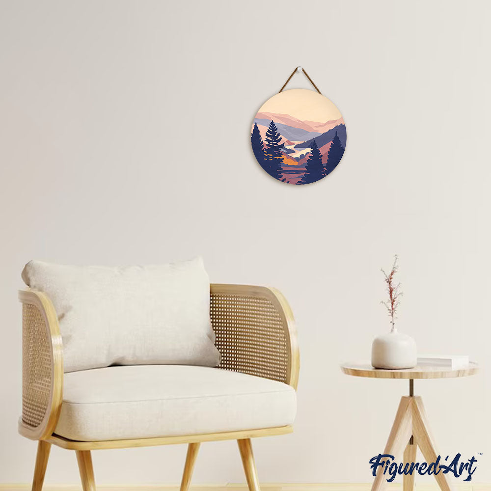 Paint by numbers on Wood Slice - Autumn Valley