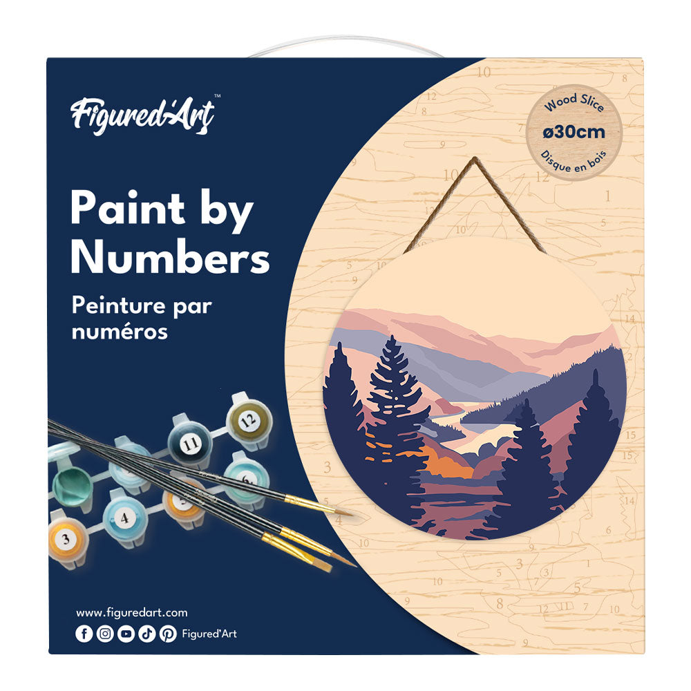 Paint by numbers on Wood Slice - Autumn Valley