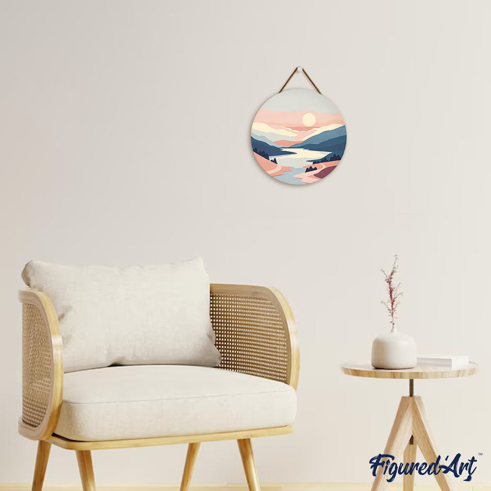 Paint by numbers on Wood Slice - Pastel Sunrise