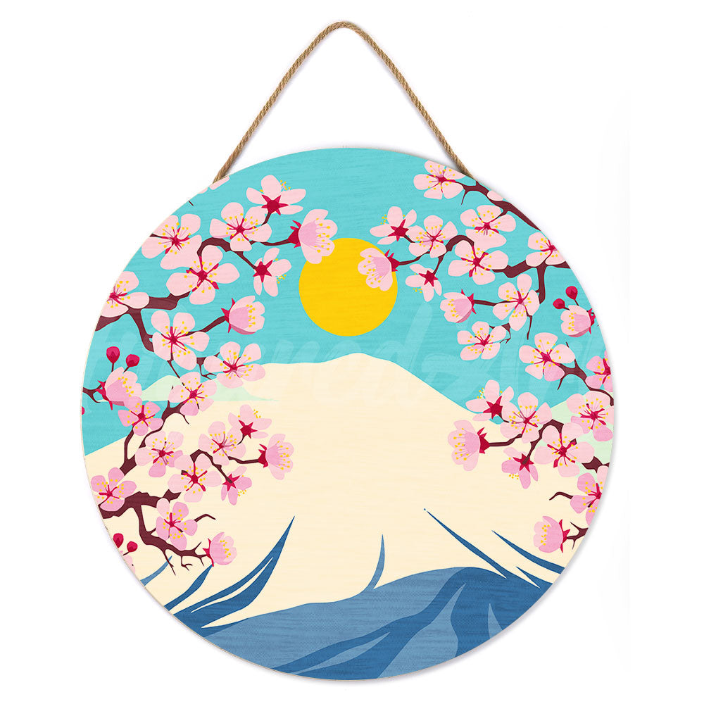 Paint by numbers on Wood Slice - Mount Fuji