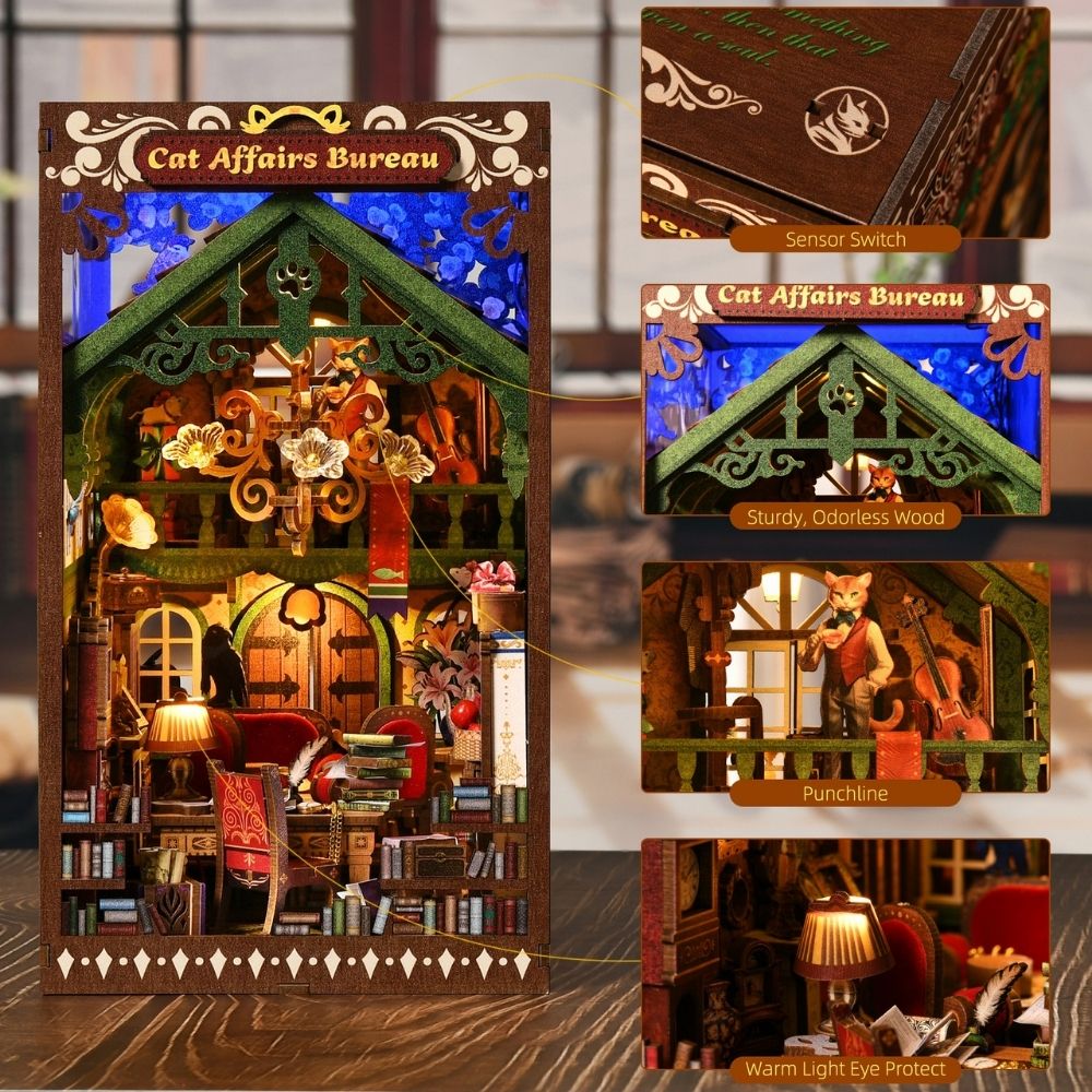 DIY Book Nook Kit - Cat Affairs Bureau