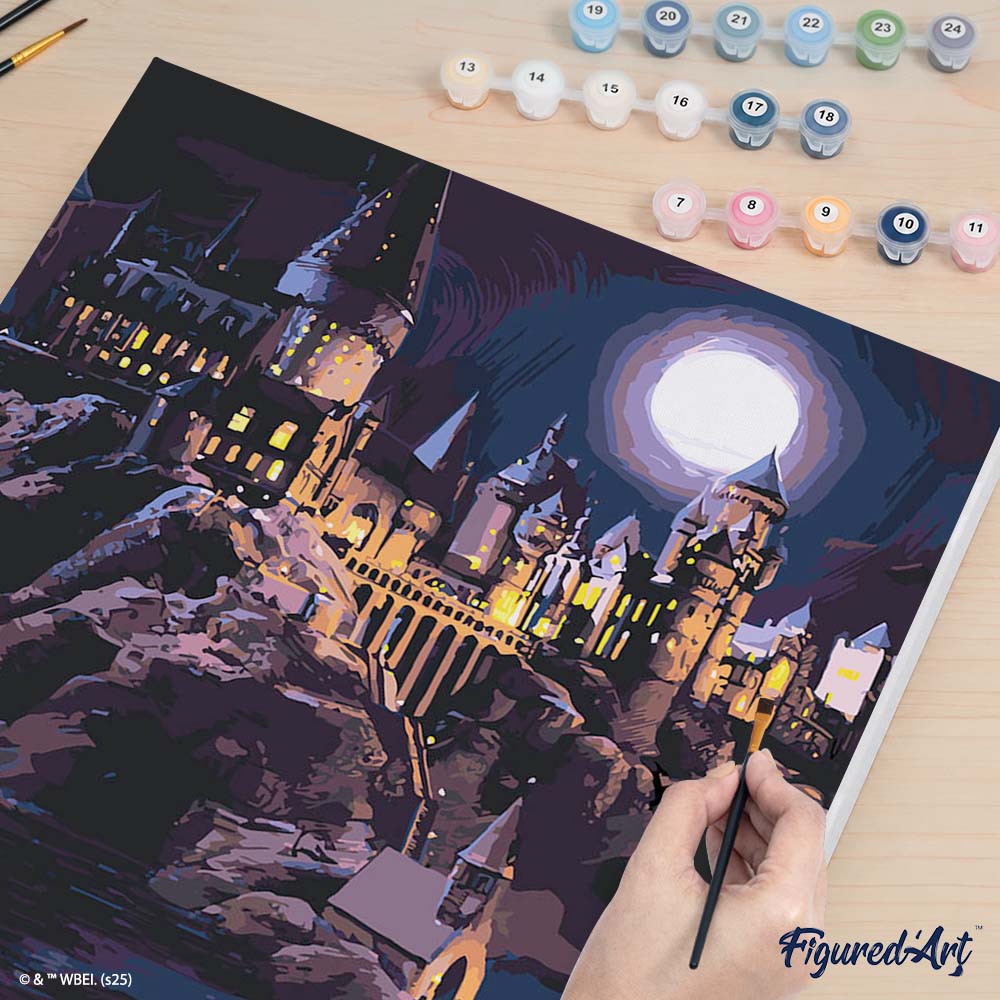 [PRE-ORDER] Paint by numbers Harry Potter - Hogwarts Castle at Night - Framed canvas