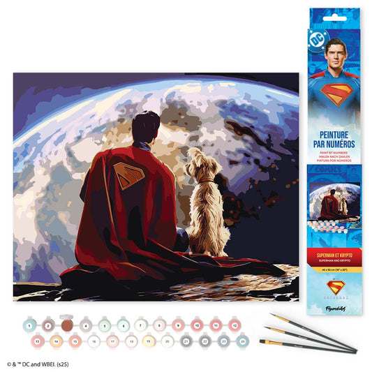 Paint by numbers kit for adults Superman and Krypto Figured'Art UK