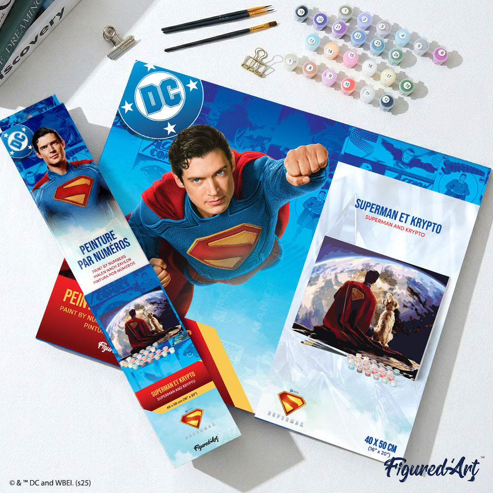 [PRE-ORDER] Paint by numbers Superman and Krypto - Framed canvas