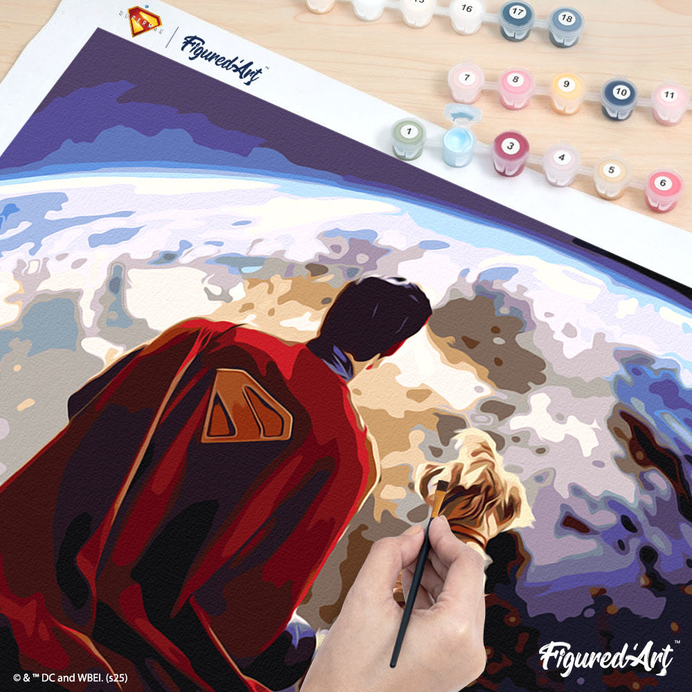 [PRE-ORDER] Paint by numbers Superman and Krypto - Rolled canvas