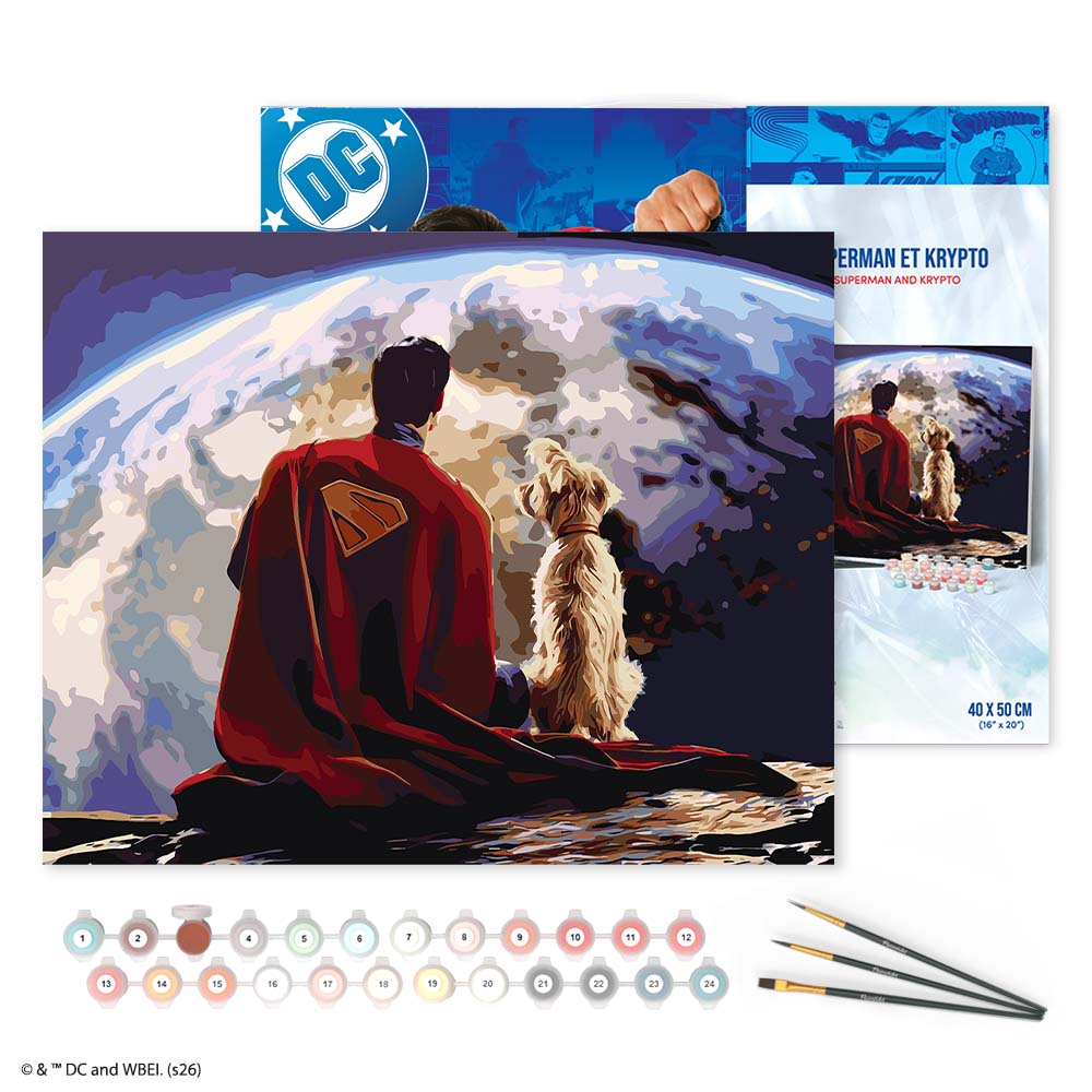 Paint by numbers kit for adults Superman and Krypto Figured'Art UK