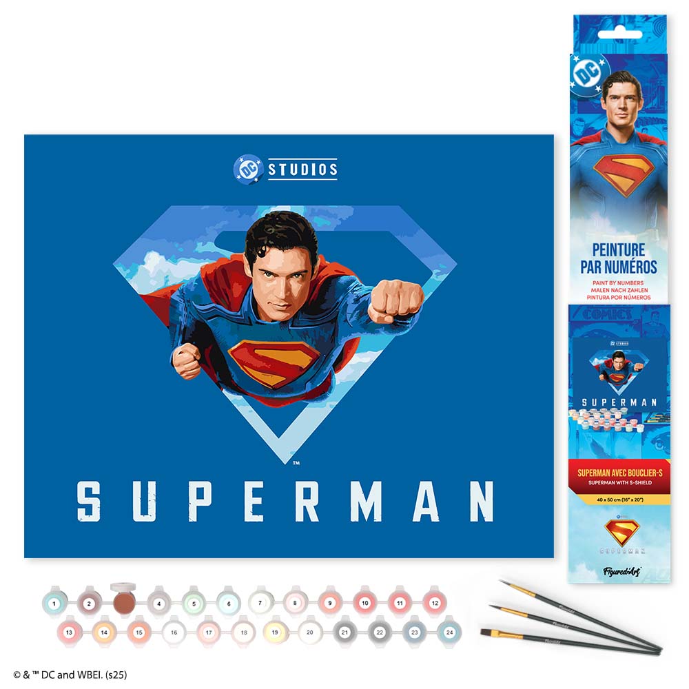 Paint by numbers kit for adults Superman with S-Shield Figured'Art UK