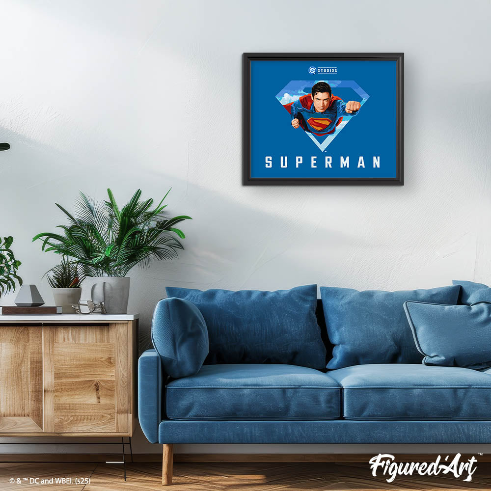 [PRE-ORDER] Paint by numbers Superman with S-Shield - Framed canvas