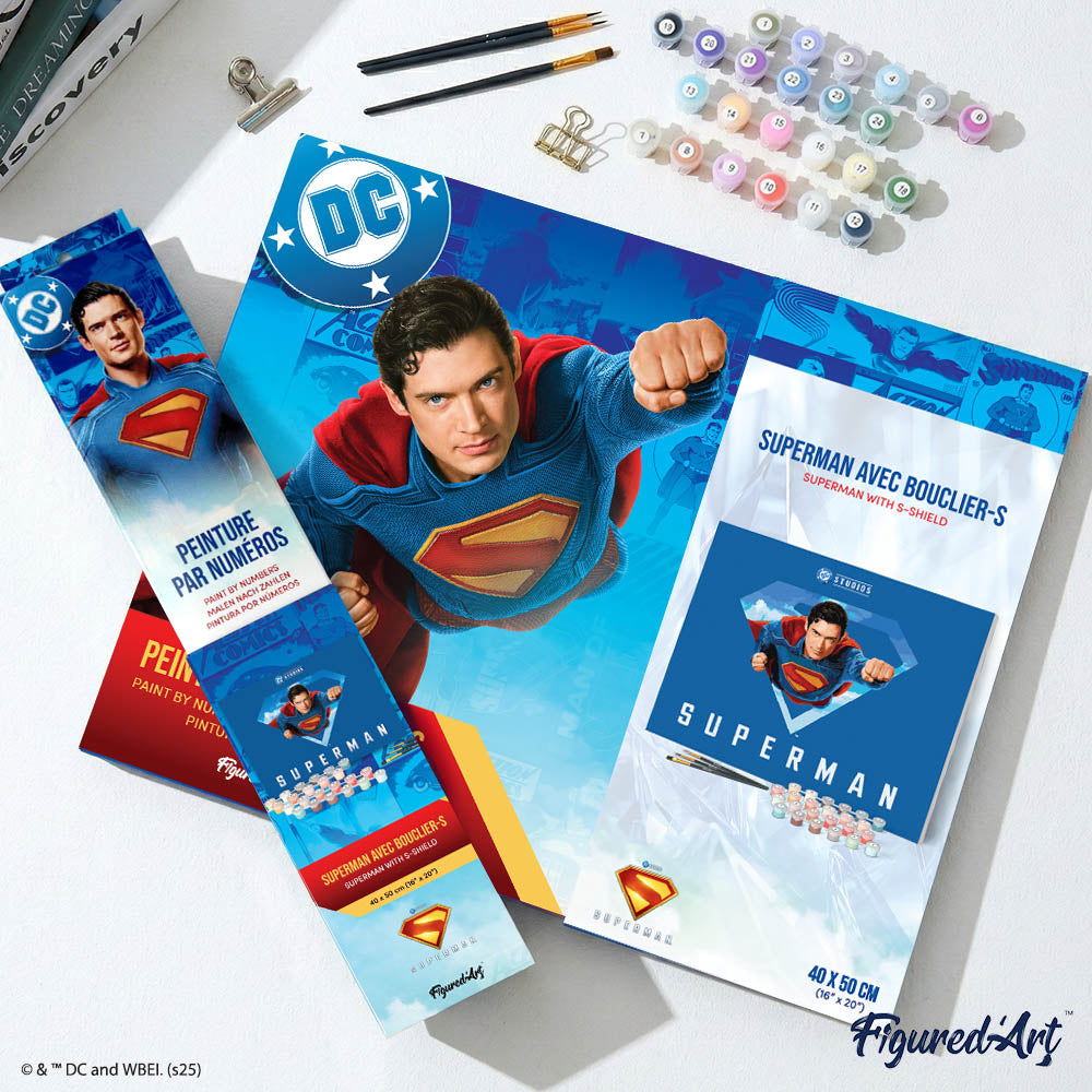 [PRE-ORDER] Paint by numbers Superman with S-Shield - Rolled canvas