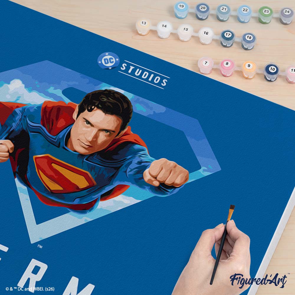 [PRE-ORDER] Paint by numbers Superman with S-Shield - Framed canvas