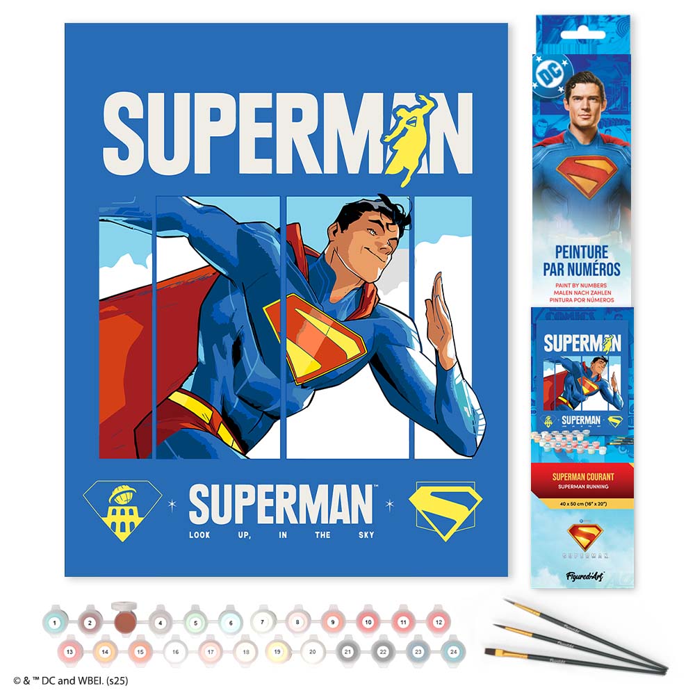 Paint by numbers kit for adults Superman Running Figured'Art UK