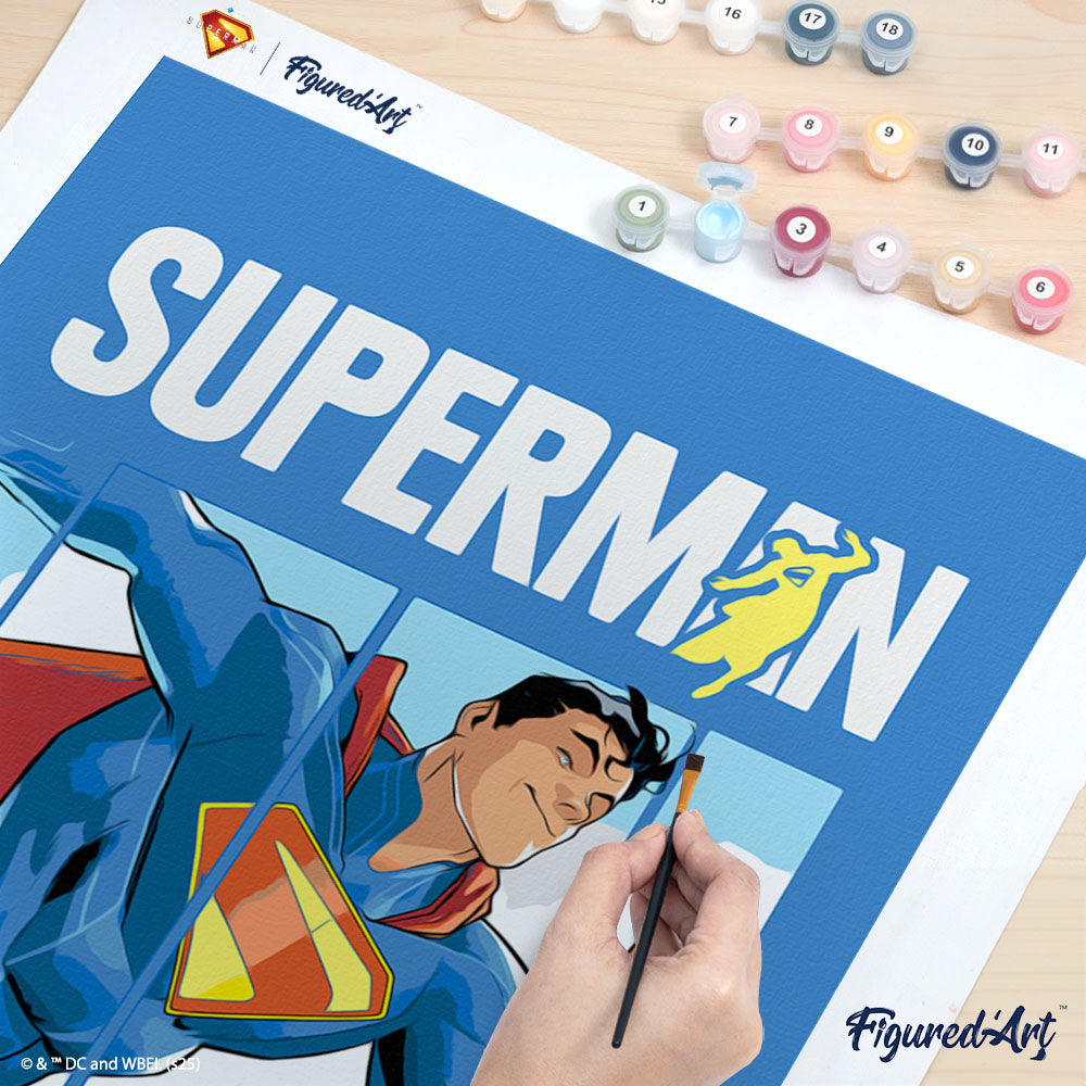 [PRE-ORDER] Paint by numbers Superman Running - Rolled canvas