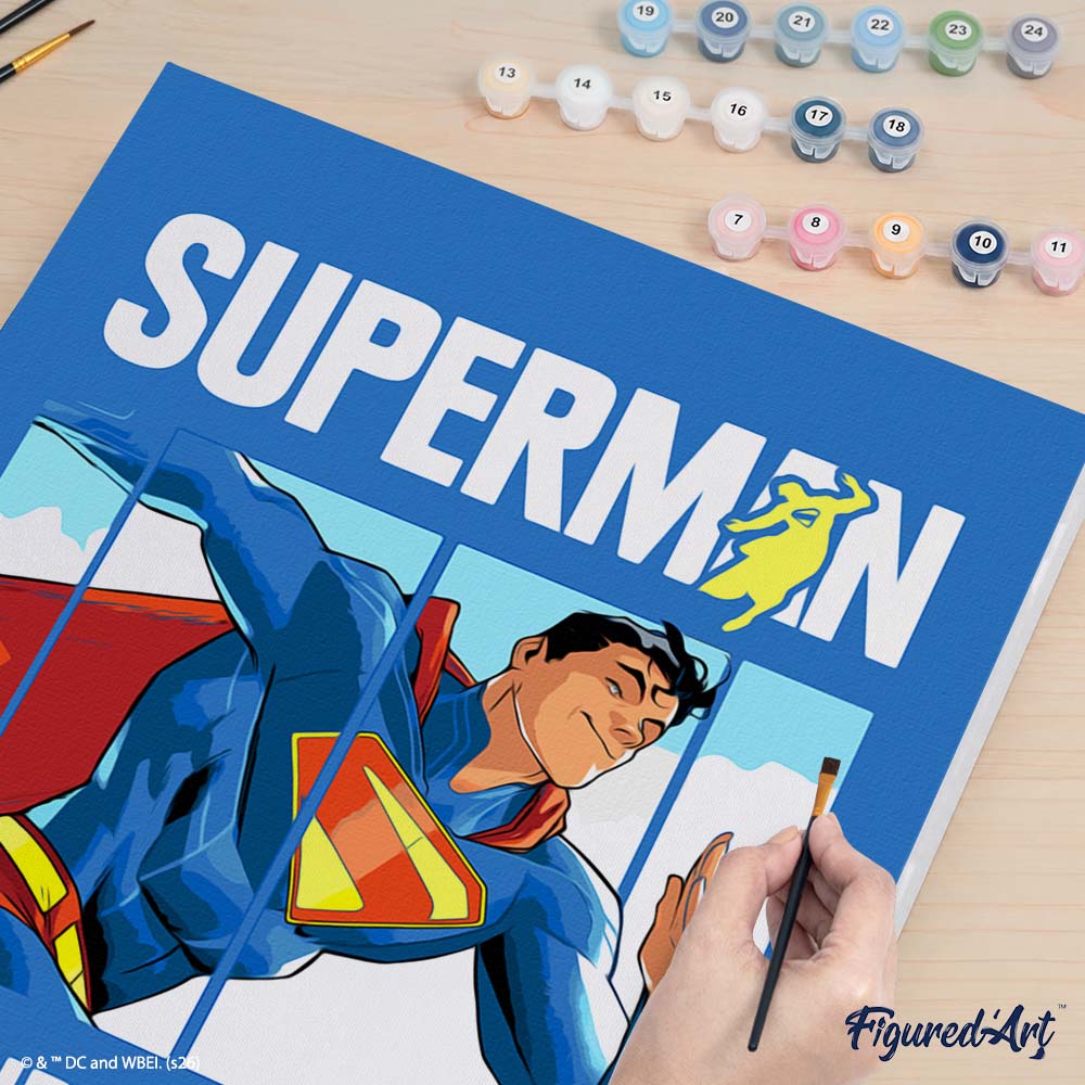 [PRE-ORDER] Paint by numbers Superman Running - Framed canvas