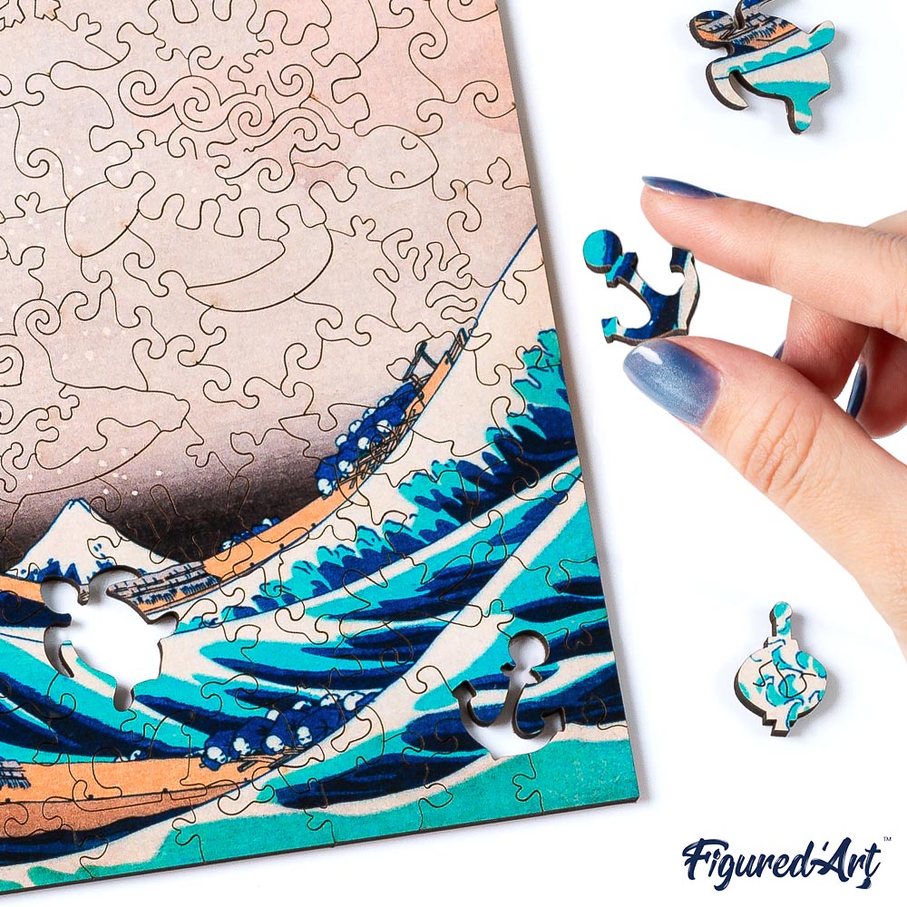 Wooden Puzzle - The Great Wave off Kanagawa by Hokusa