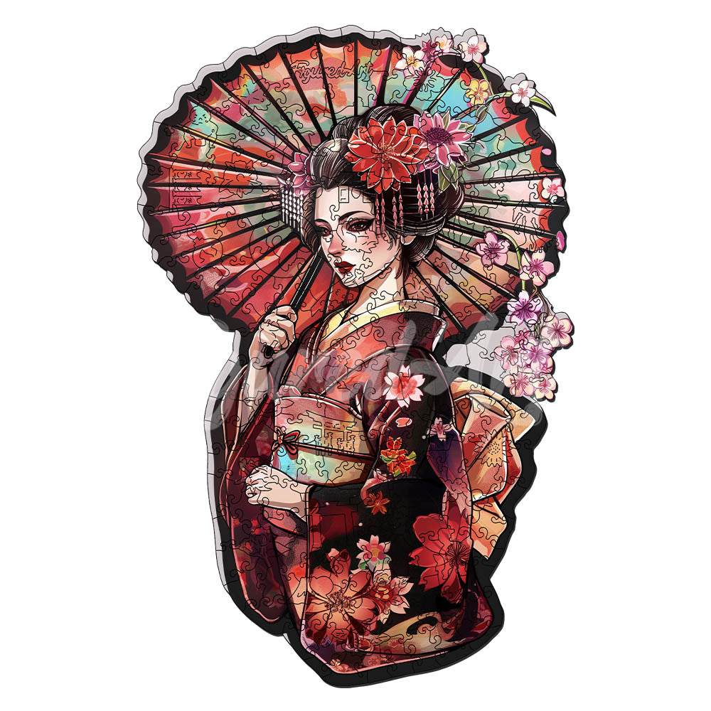 Wooden Puzzle - Geisha with Parasol