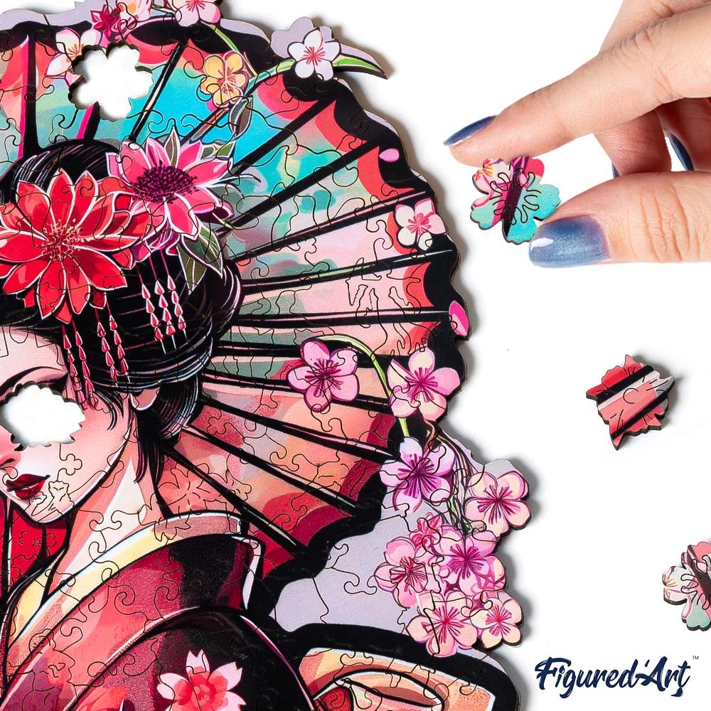 Wooden Puzzle - Geisha with Parasol