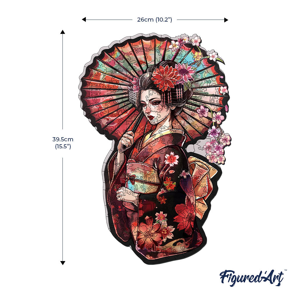 Wooden Puzzle - Geisha with Parasol