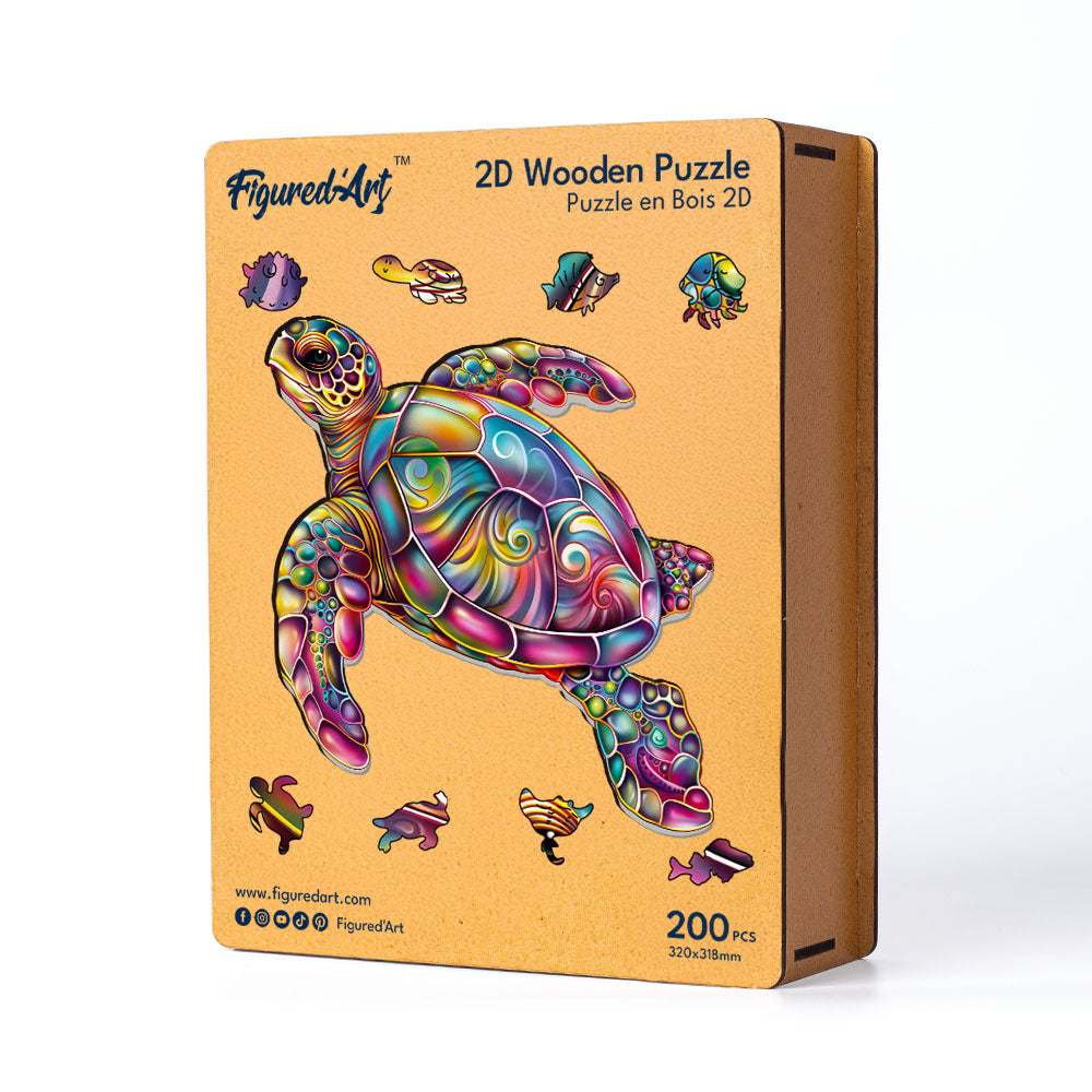 Wooden Puzzle - Colorful Sea Turtle
