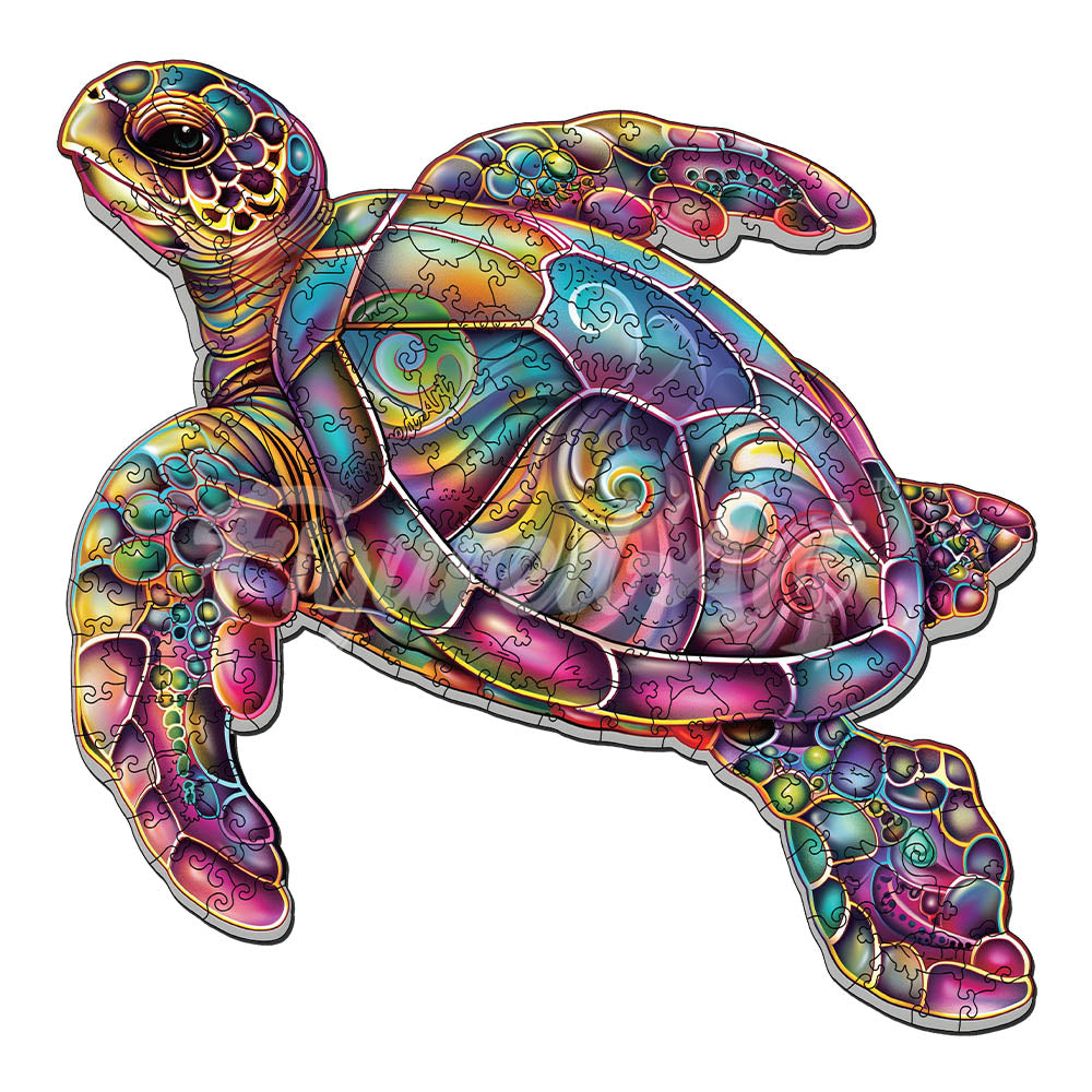 Wooden Puzzle - Colorful Sea Turtle