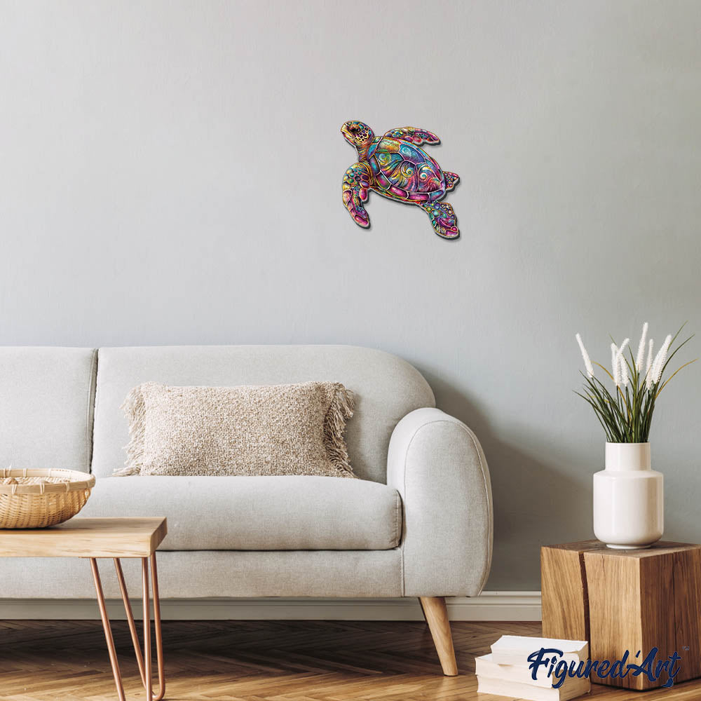 Wooden Puzzle - Colorful Sea Turtle