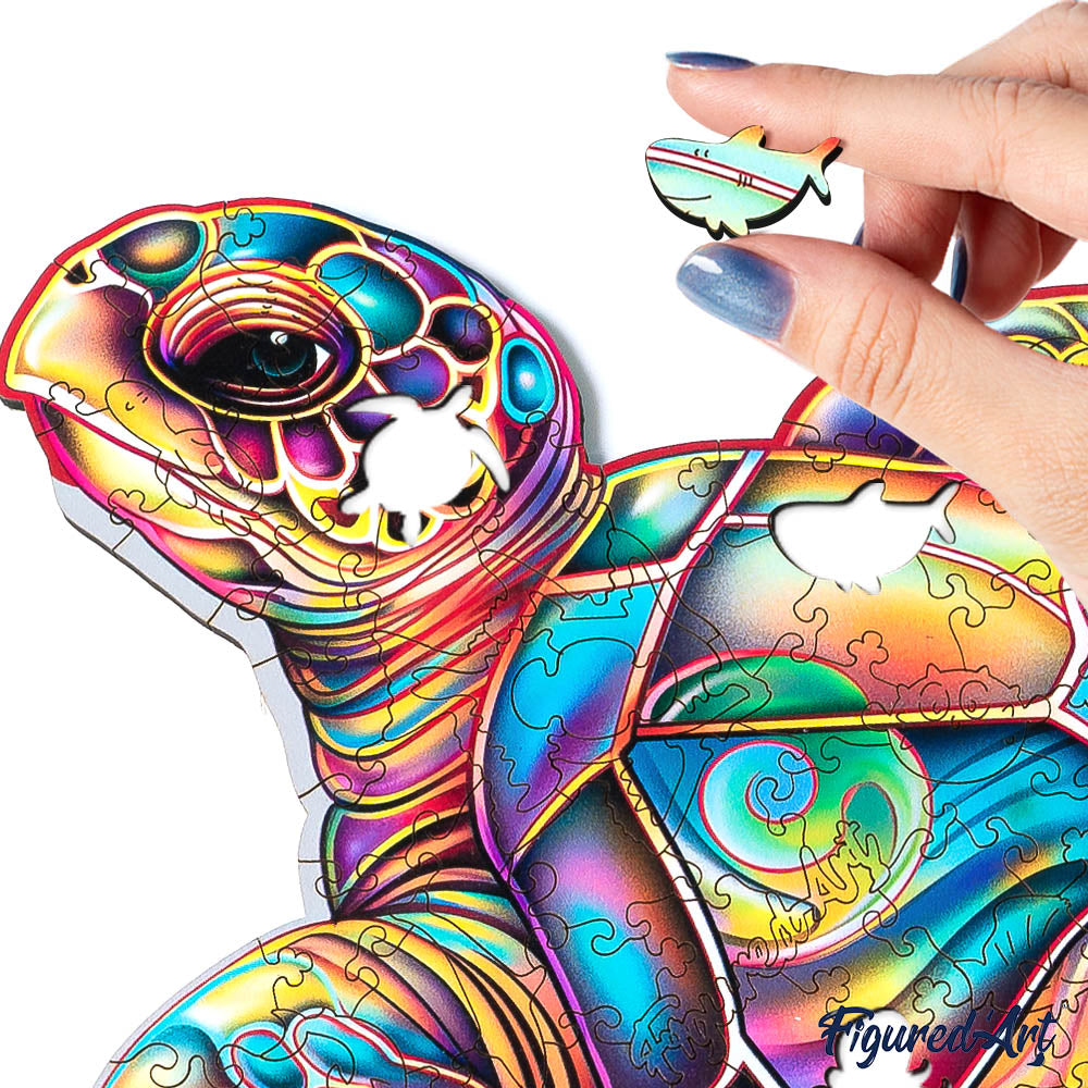 Wooden Puzzle - Colorful Sea Turtle