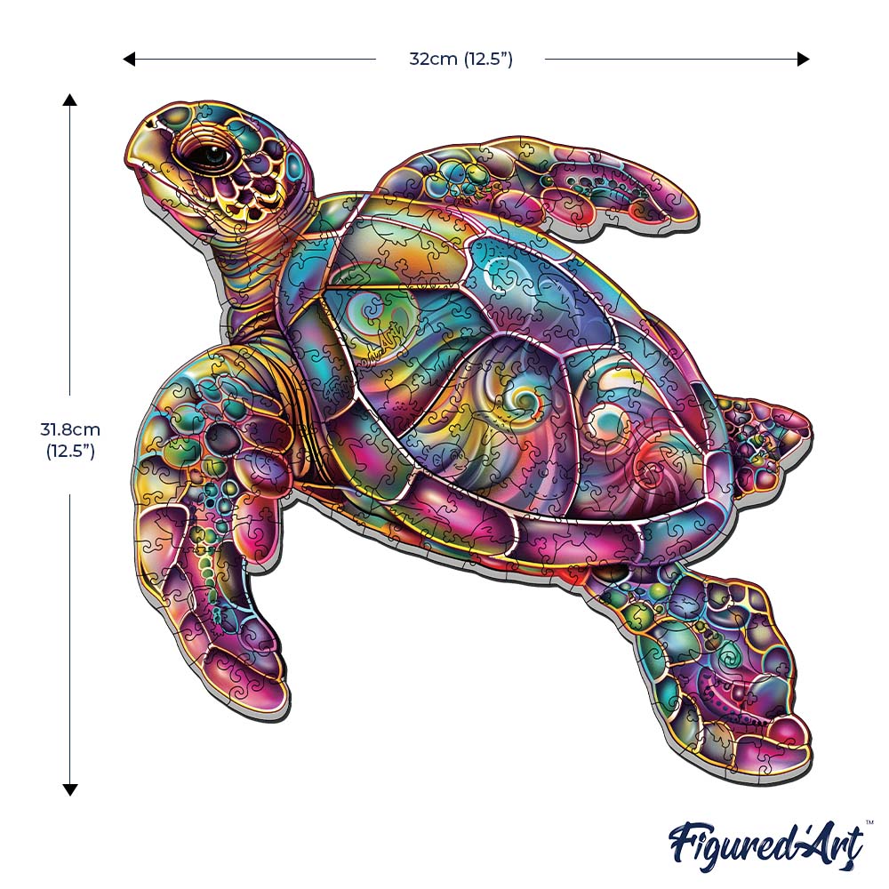 Wooden Puzzle - Colorful Sea Turtle