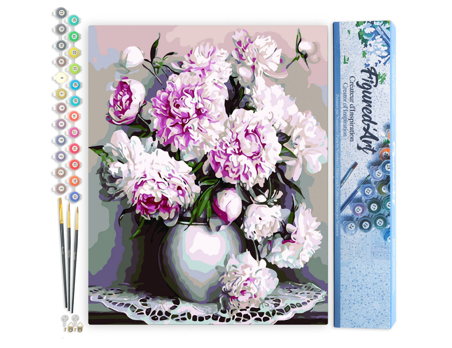 Paint by numbers Vase of Peonies - Rolled canvas