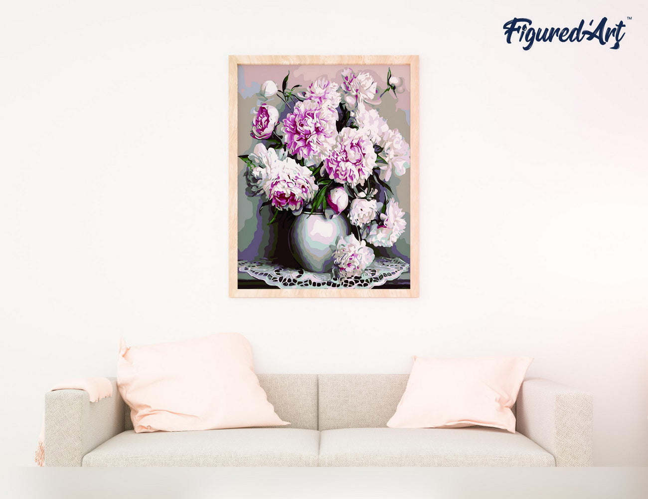 Paint by numbers Vase of Peonies - Framed canvas