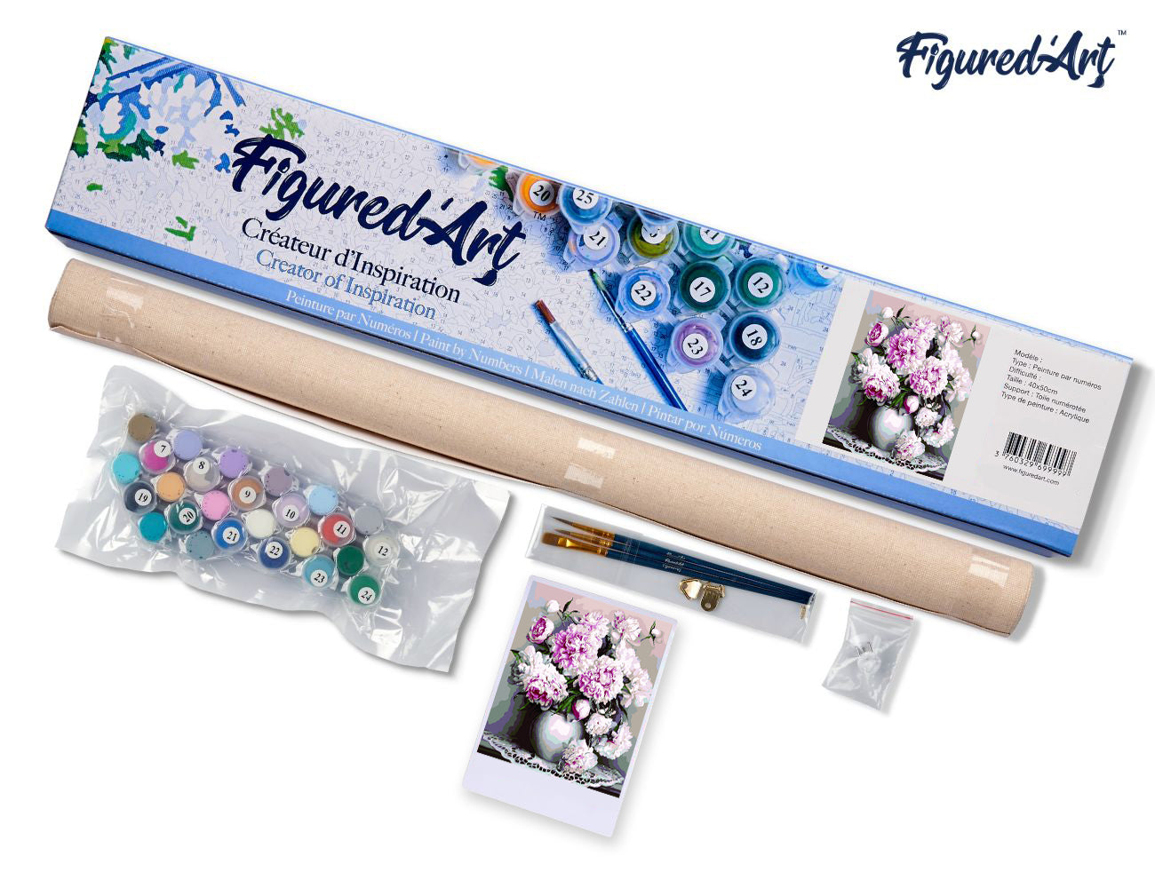 Paint by numbers Vase of Peonies - Rolled canvas