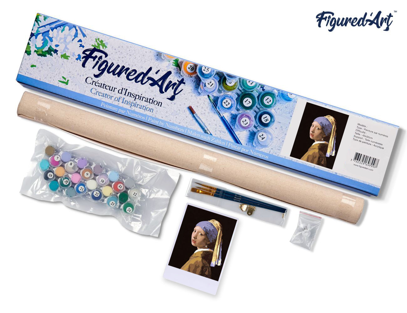Paint by numbers Vermeer Girl with the Pearl - Rolled canvas