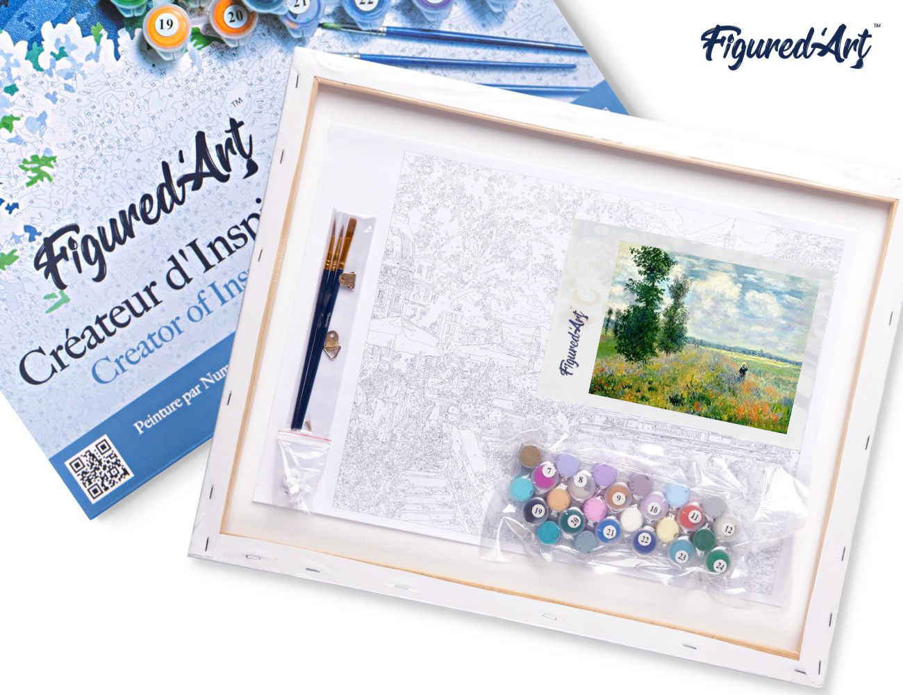 Paint by numbers Monet Field of Poppies - Framed canvas