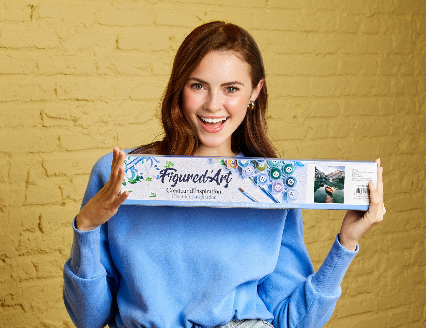 Paint by numbers Small boat and Mountain Lake - Rolled canvas