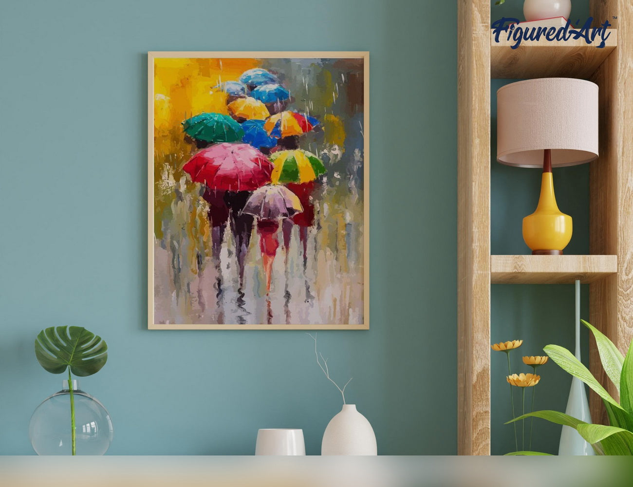 Paint by numbers Umbrellas - Framed canvas