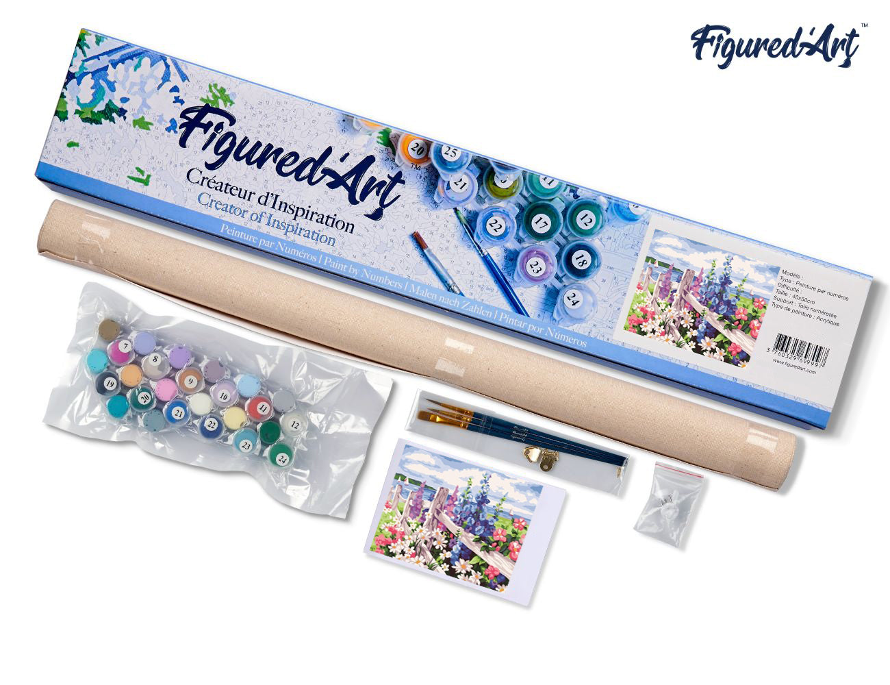 Paint by numbers Flowers and seaside background - Rolled canvas