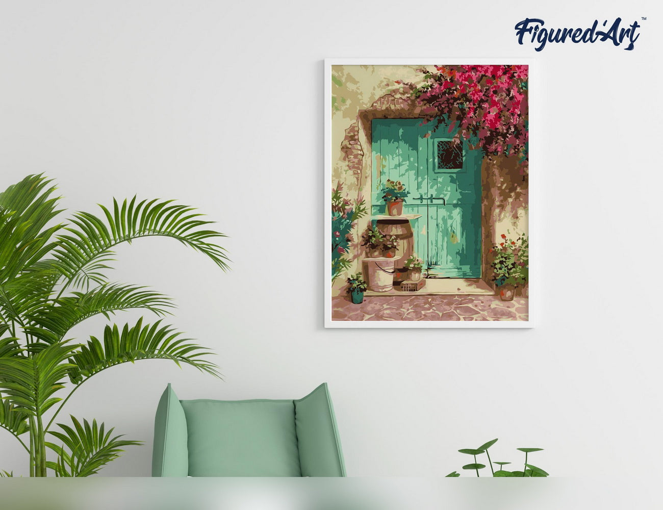 Paint by numbers Green Door - Rolled canvas