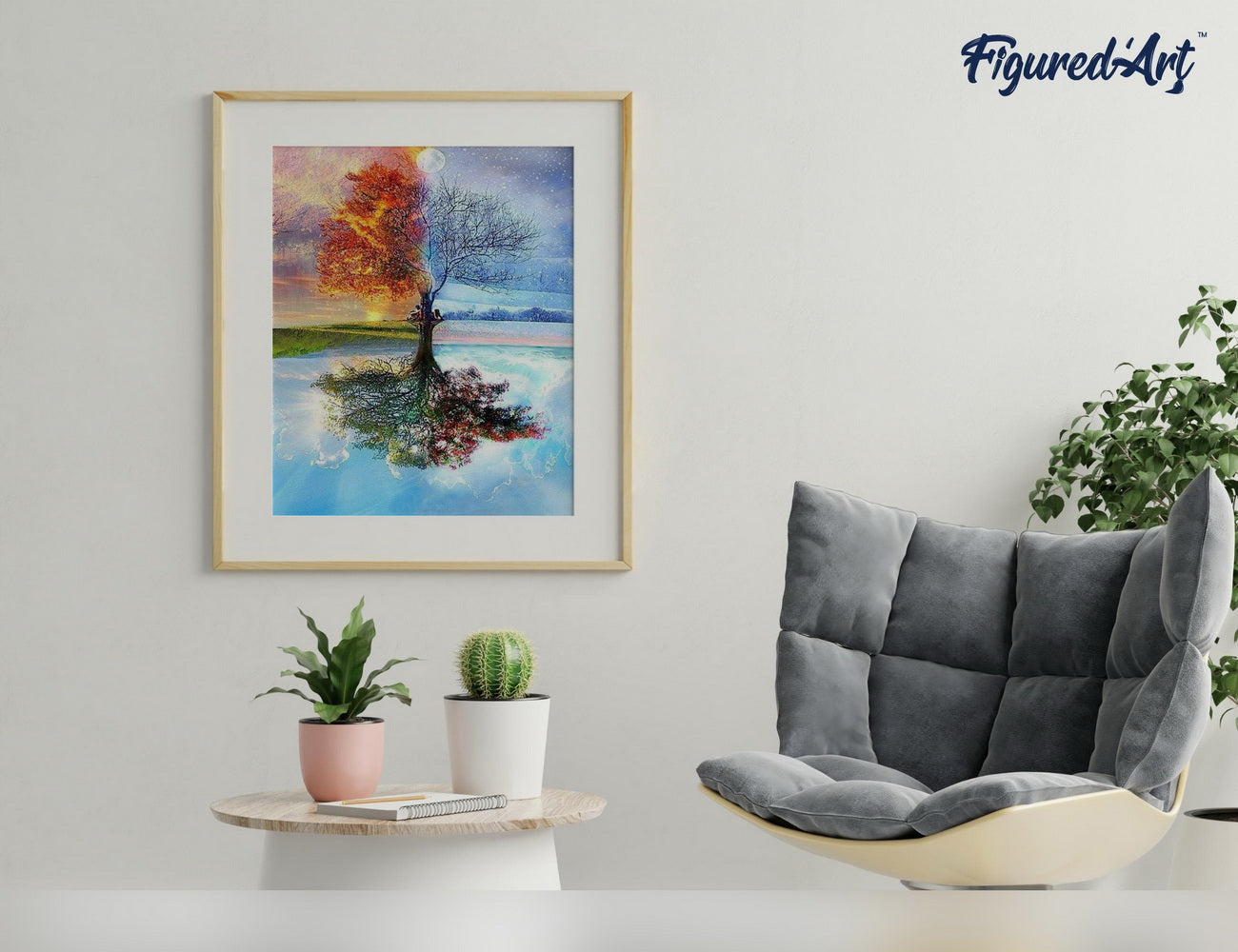 Paint by numbers 4 Seasons Tree - Framed canvas