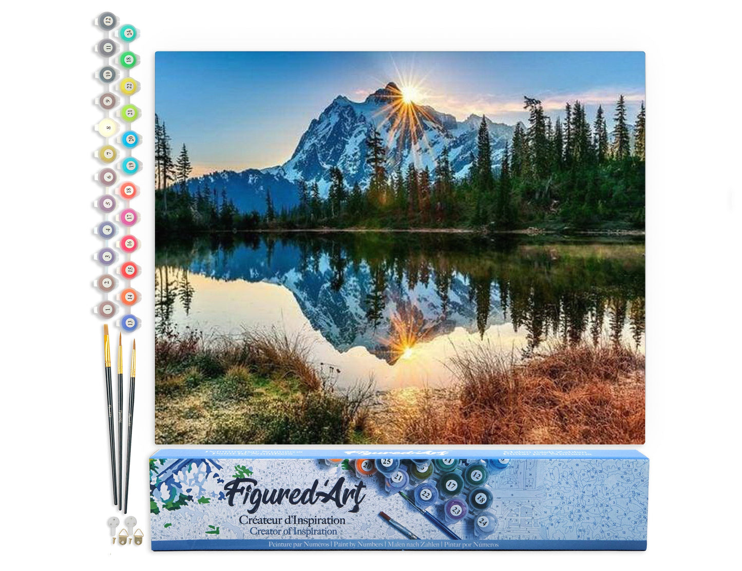 Paint by numbers Lake and Mountain reflection - Rolled canvas