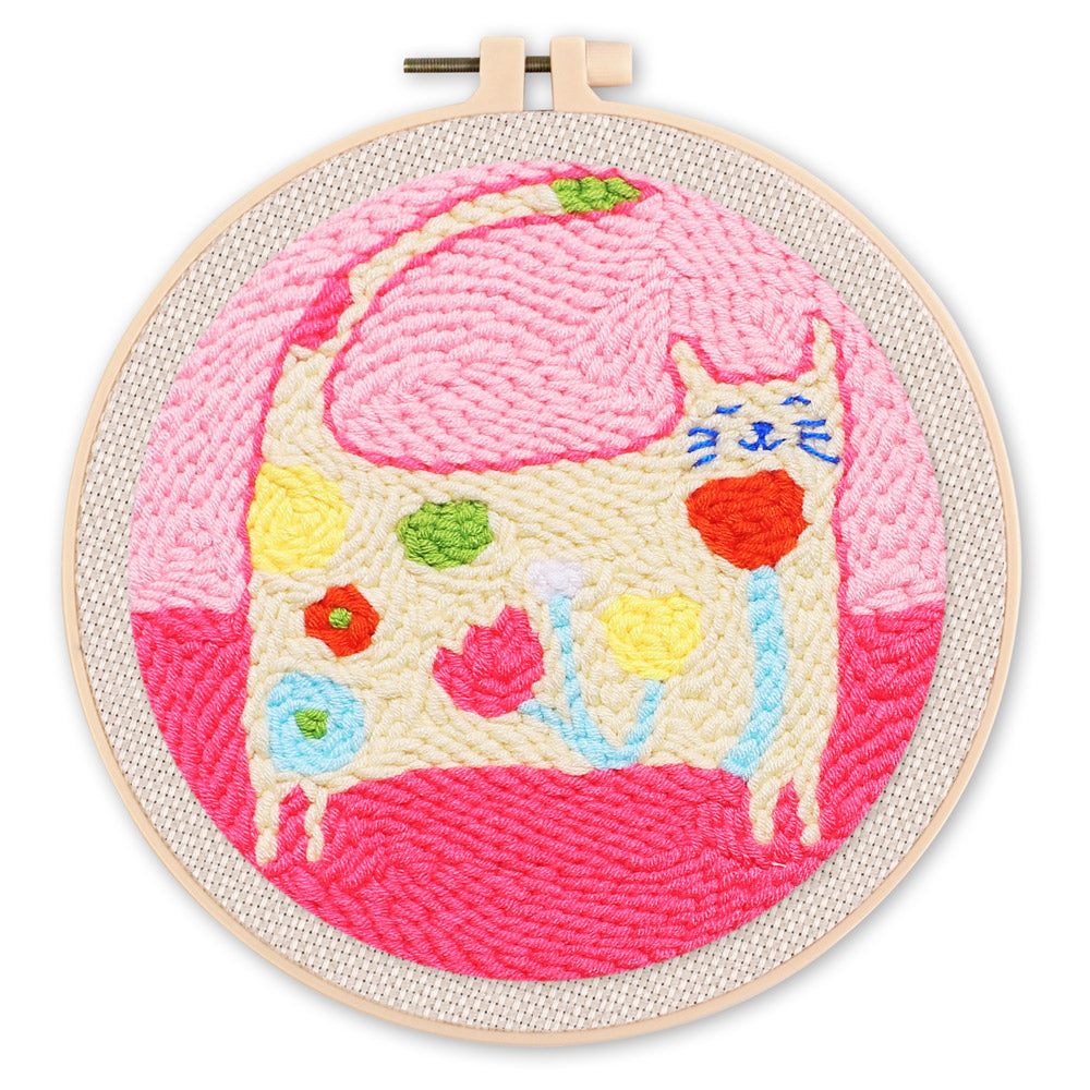 Punch Needle Kit - Flower Cat