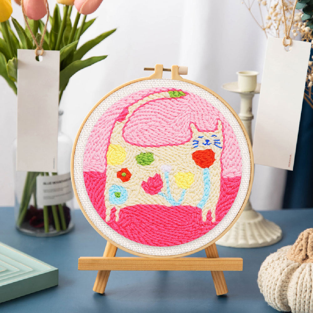 Punch Needle Kit - Flower Cat