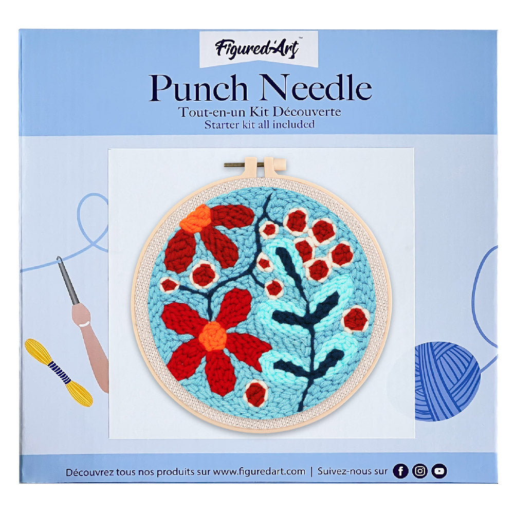 Punch Needle Kit - A Spread of Red Flowers