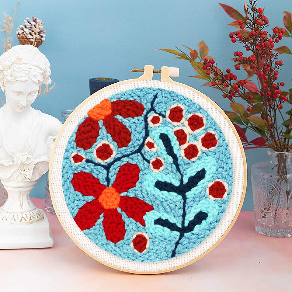 Punch Needle Kit - A Spread of Red Flowers