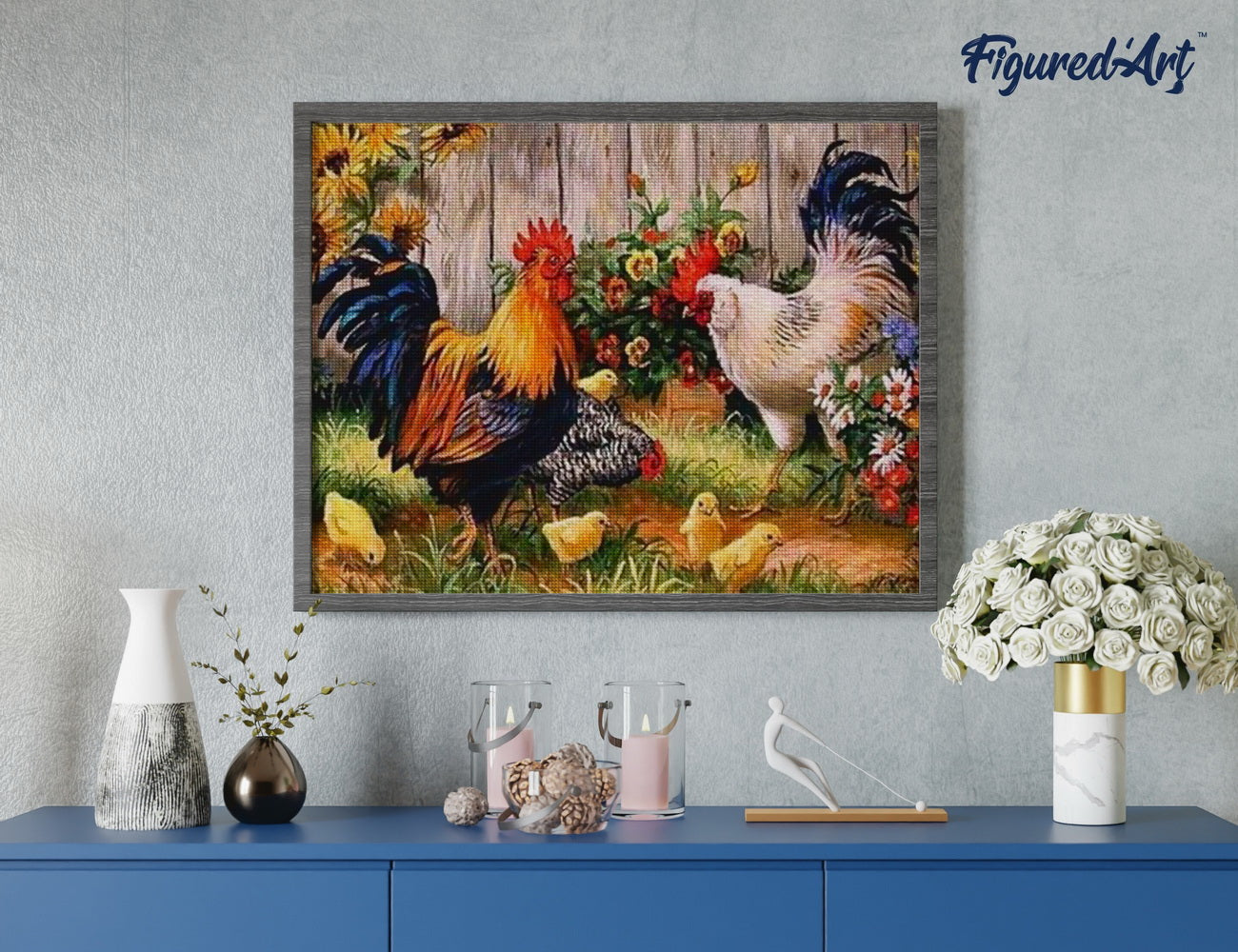 Diamond Painting - Roosters' farm - 40x50cm Rolled canvas