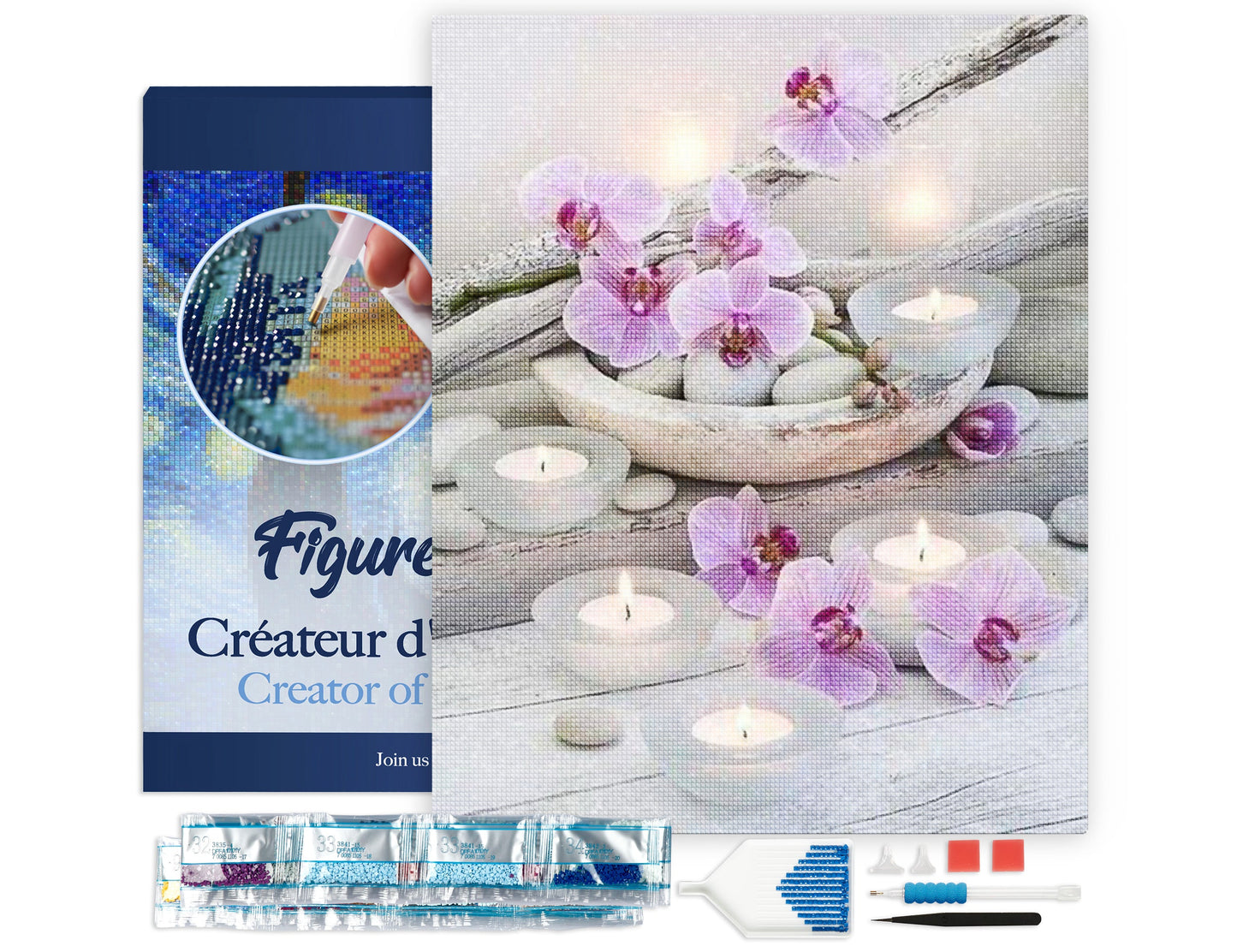 Diamond Painting - Flowers and candles 40x50cm Framed canvas