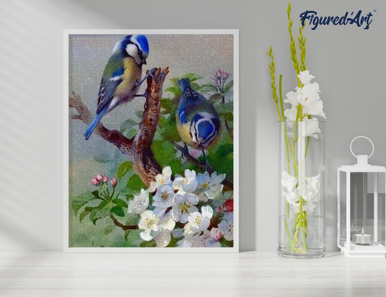Diamond Painting - Tits on branch 40x50cm Framed canvas