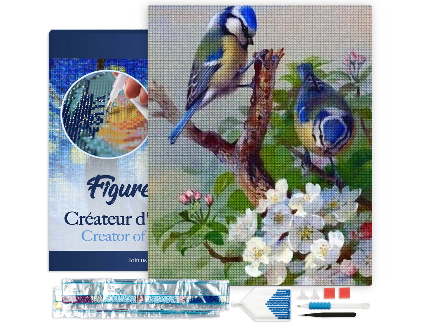 Diamond Painting - Tits on branch 40x50cm Framed canvas